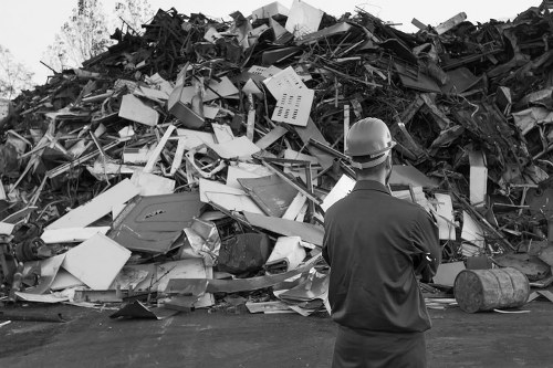 Construction site with organized waste removal